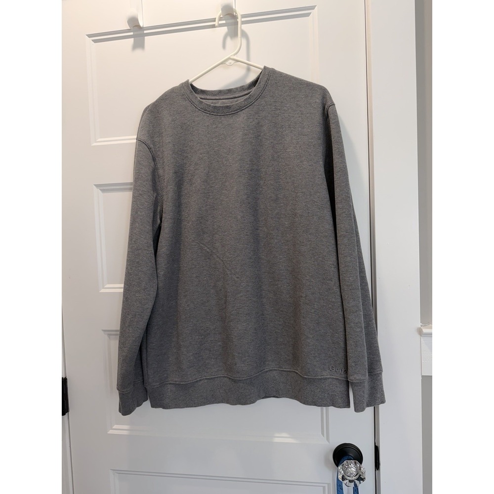 Bench Sweatshirt Mens L Gray‎ Urbanwear Waffle Knit Stretch Pullover Crewneck